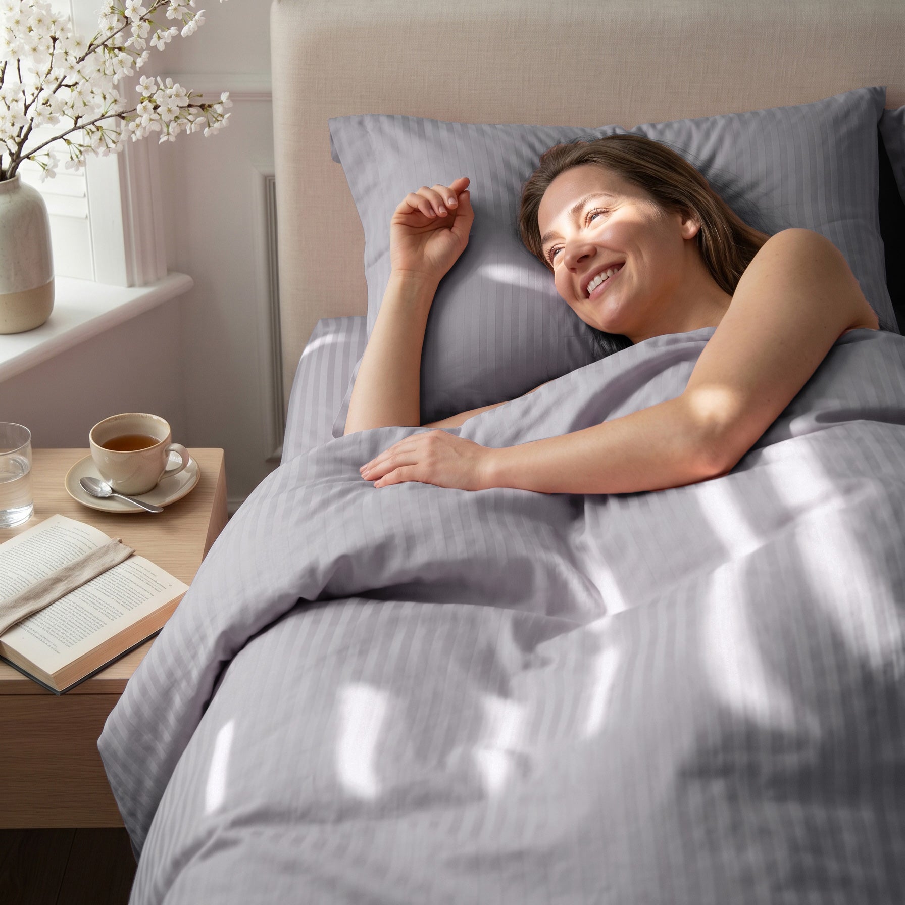 grey sateen duvet cover bedding set bundle 03
