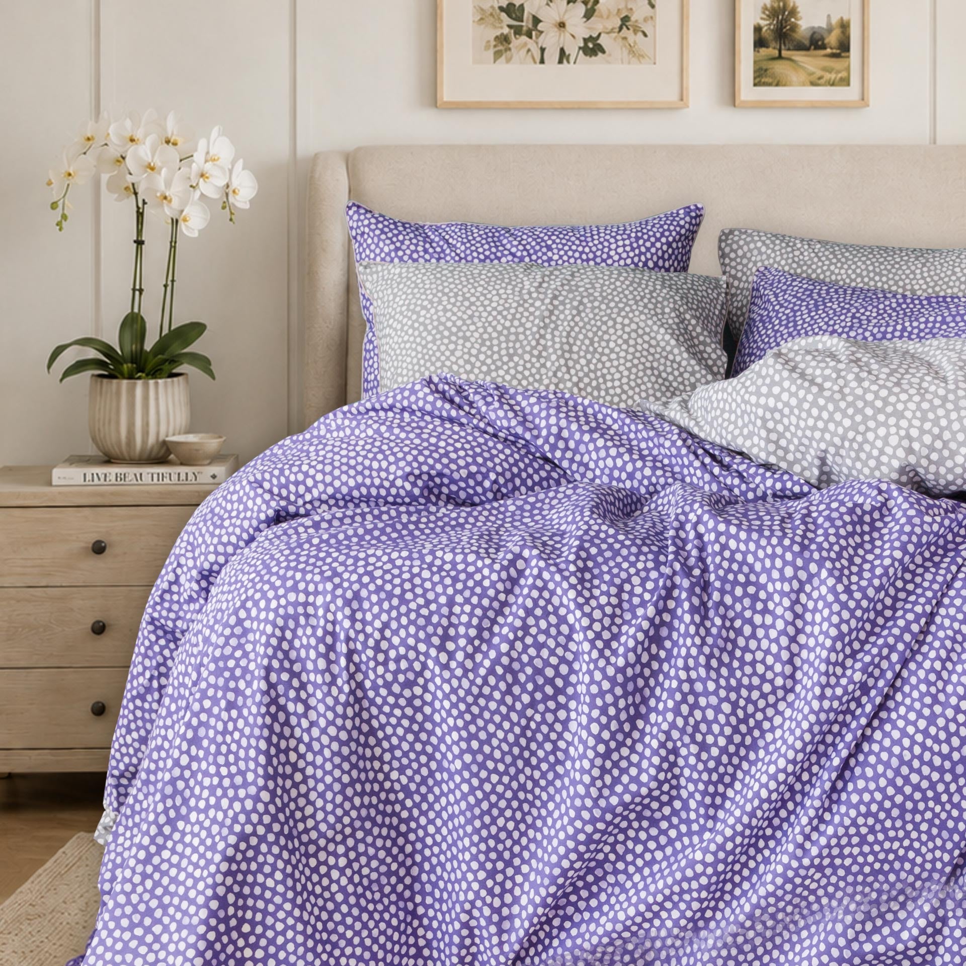 lavender dots duvet cover set 1