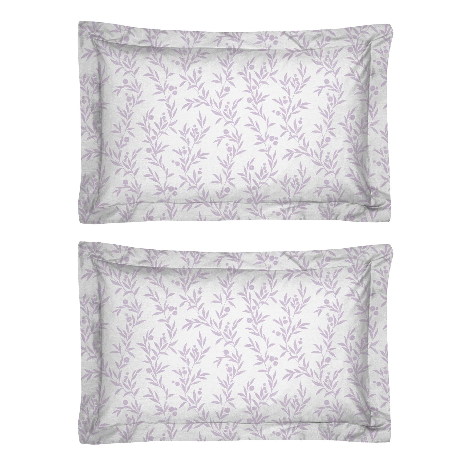 One Pair Pure Lilac Floral 200TC Cotton Percale Oxford Pillowcase