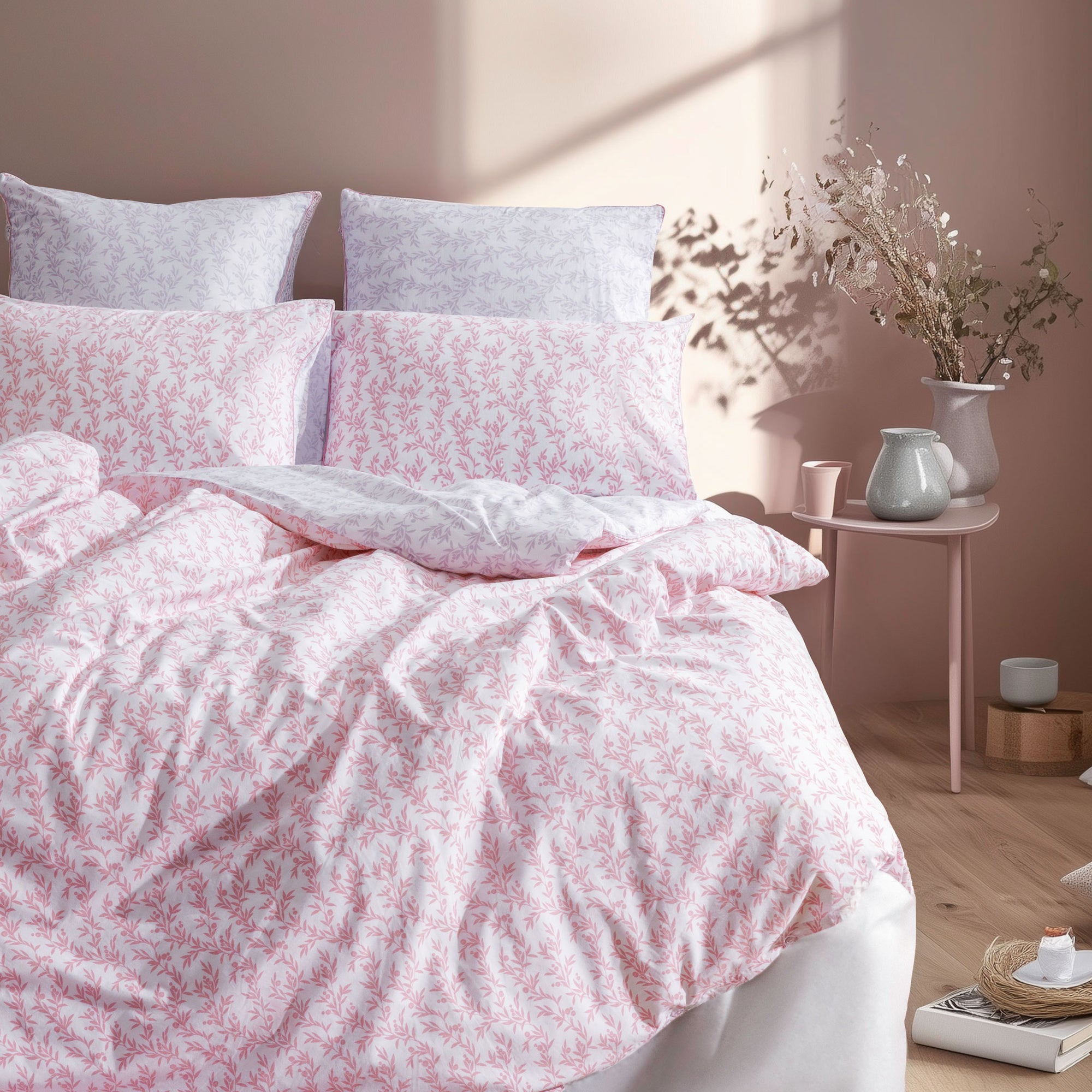 luxury percale bedding lilac pink ditsy floral duvet cover set