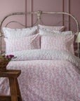 Parure de lit en pure percale - Ensemble de housse de couette à petites fleurs lilas et roses