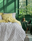 luxury percale bedding olive green yellow floral duvet cover set