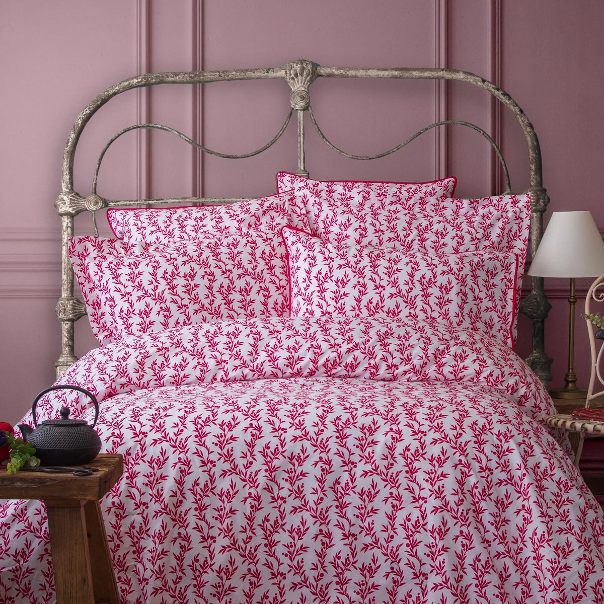 Luxury Cotton Percale Bedding Viva Magenta Floral Duvet Cover Set