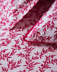 Parure de lit en pure percale, ensemble de housse de couette à petites fleurs blanches et magenta