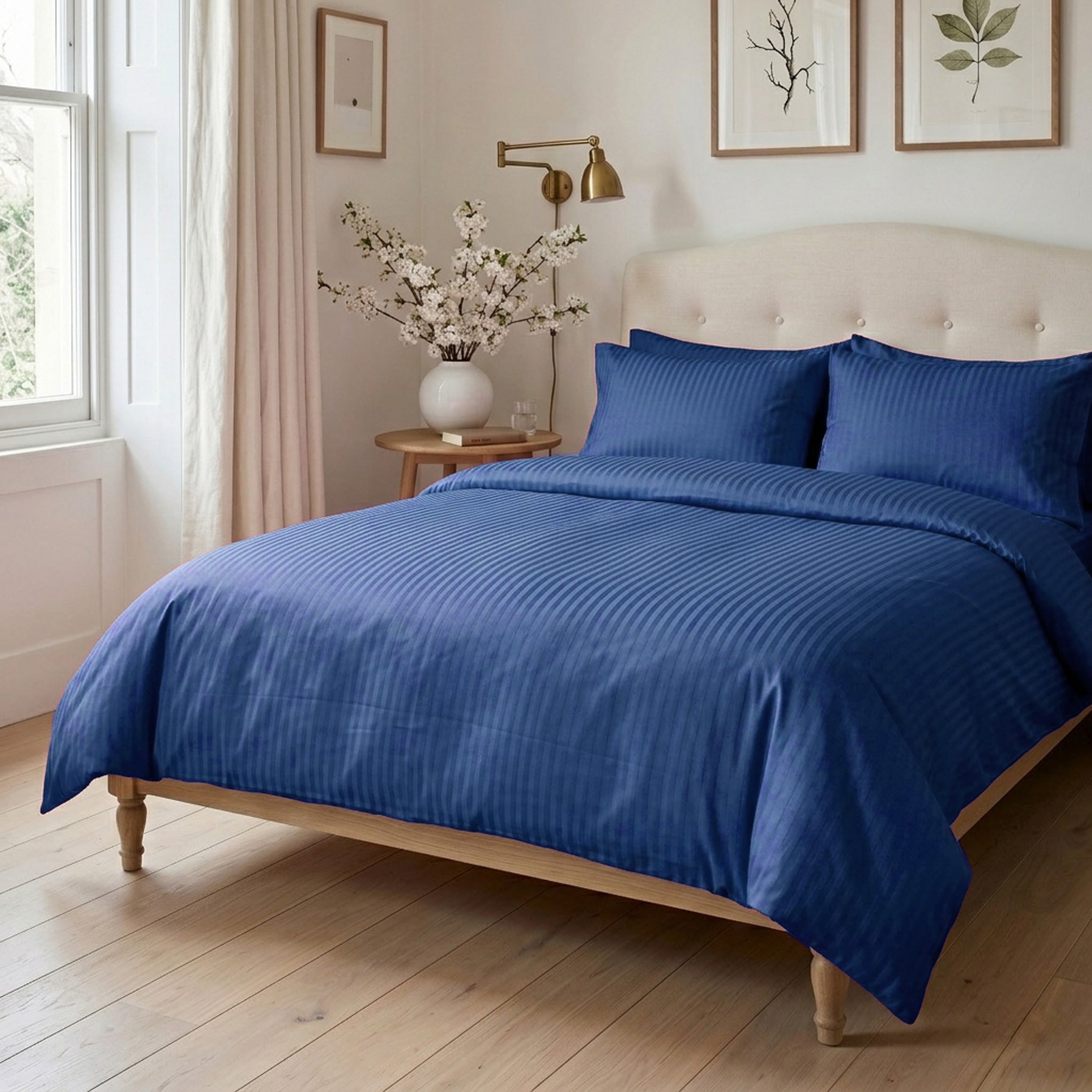 navy blue sateen duvet cover bedding set bundle 01