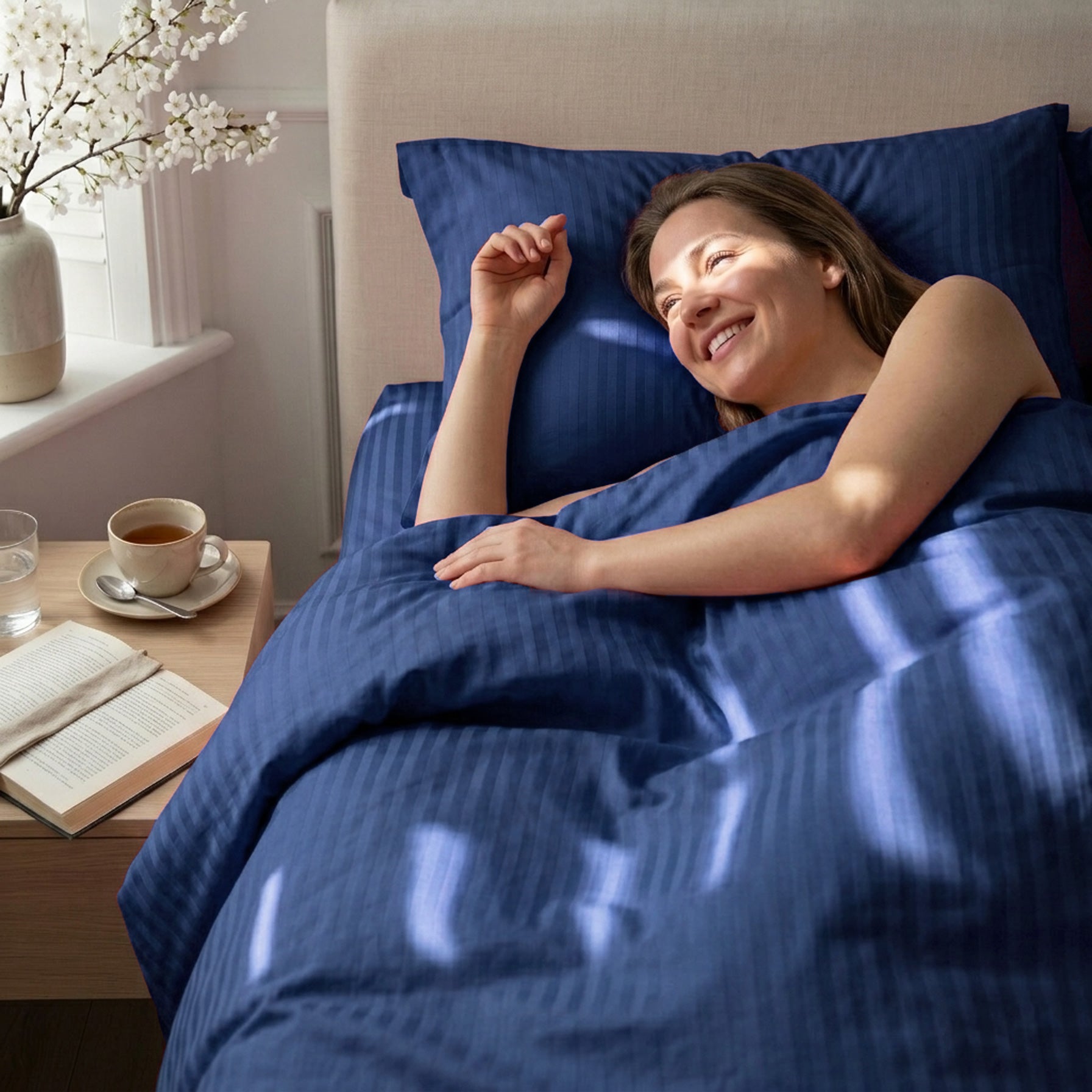 navy blue sateen duvet cover bedding set bundle 03