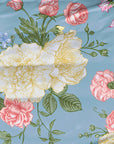 Ocean Flowers Blue Floral Cotton Percale Duvet Cover Bedding Set