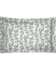 One Pair Pure Olive Green Floral 200TC Cotton Percale Oxford Pillowcase