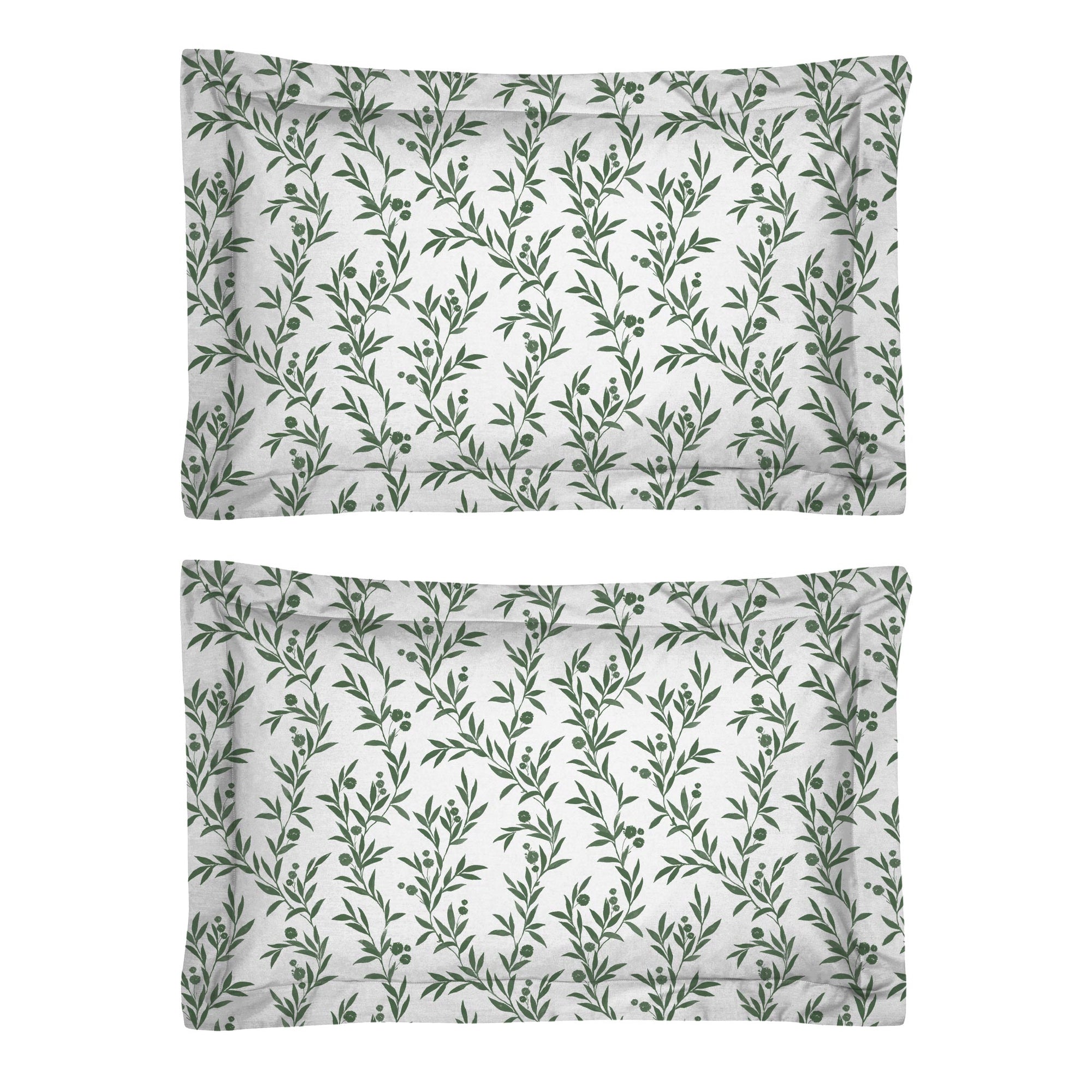 Ein Paar reiner olivgrüner Blumen-Kissenbezug aus 200TC-Baumwoll-Perkal-Oxford