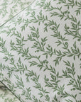 Pure Olive Green Floral 200TC Cotton Percale Oxford Pillowcase Set