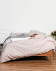 Bettwäsche-Set „Oslo Blush Chevron“ aus Baumwolle mit Bettbezug