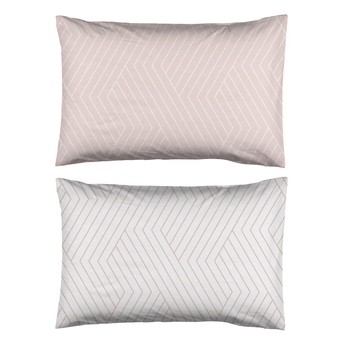 One Pair Oslo Blush Chevron 100% Cotton Standard Pillowcase Pair