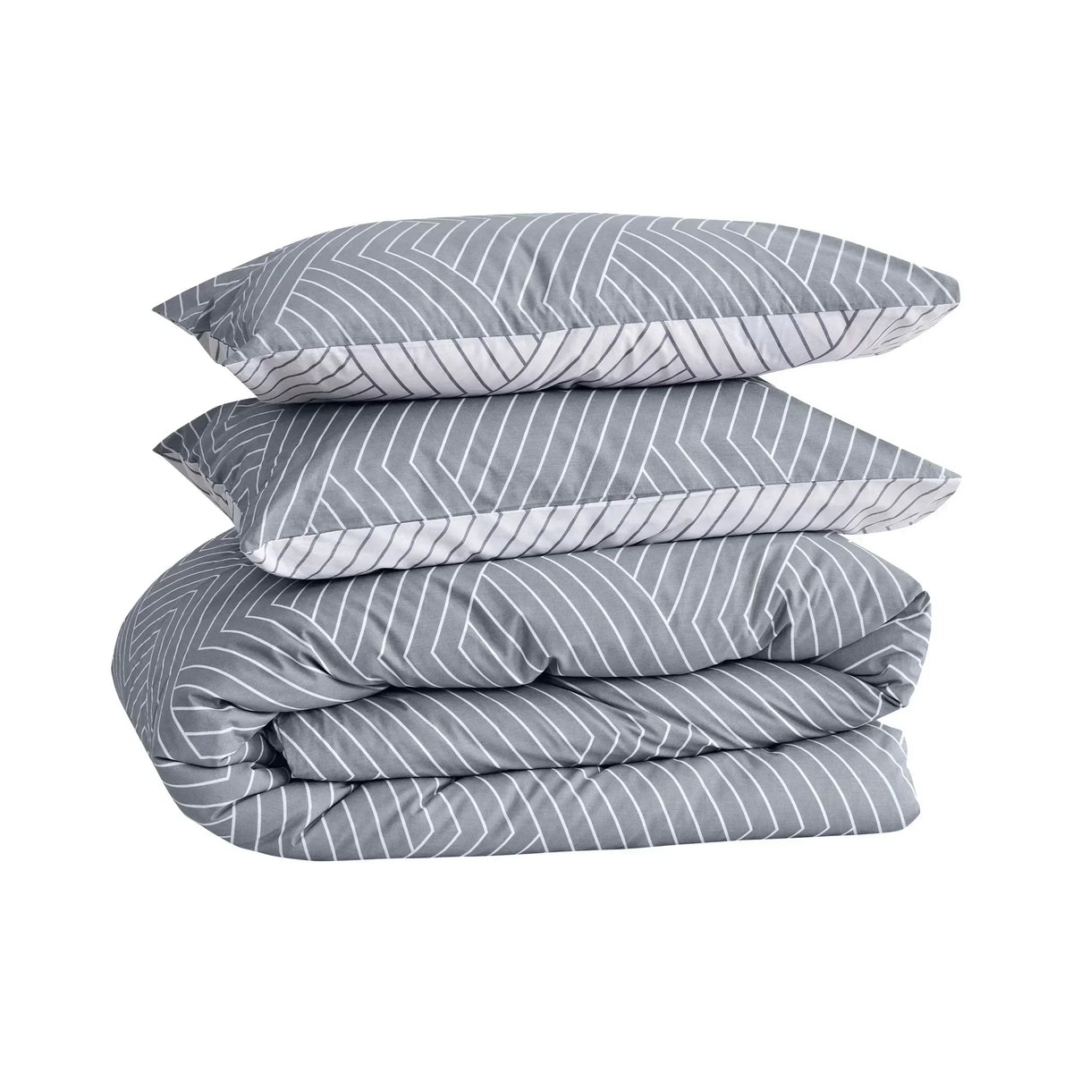 Bettwäsche Sets aus Baumwolle Grau Weiß gestreift modern Bettbezug Set