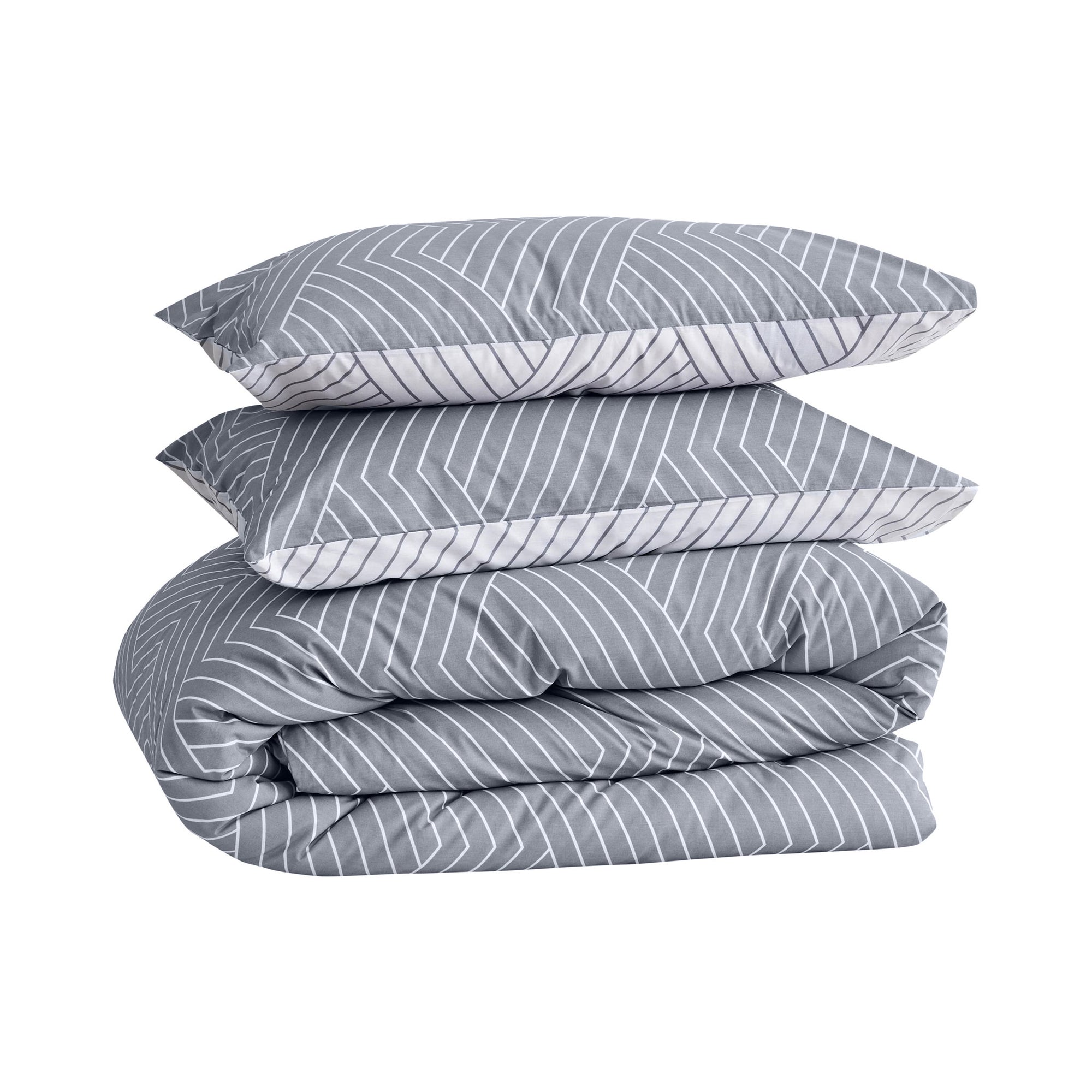 oslo dark grey chevron duvet cover set