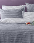 Parure de lit housse de couette en coton à chevrons gris foncé Oslo