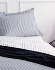 Bettwäsche-Set „Oslo“ aus dunkelgrauer Chevron-Baumwolle mit Bettbezug