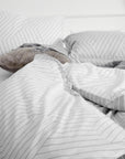 Parure de lit housse de couette en coton à chevrons gris clair Oslo