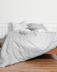 Bettwäsche-Set „Oslo“ aus hellgrauer Chevron-Baumwolle mit Bettbezug