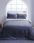 oslo navy black blue chevron duvet cover set