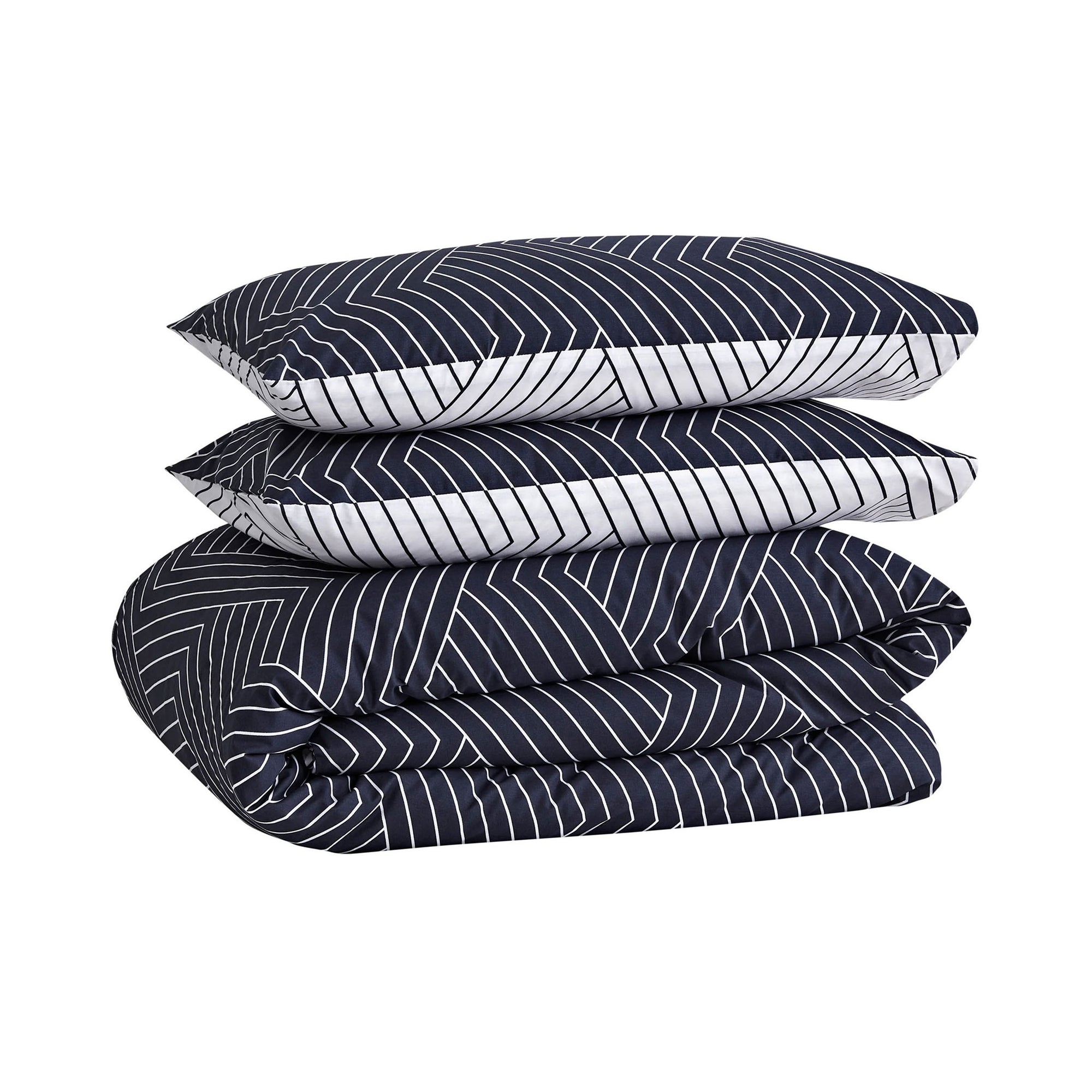 oslo navy black blue chevron duvet cover set