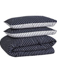 oslo navy black blue chevron duvet cover set