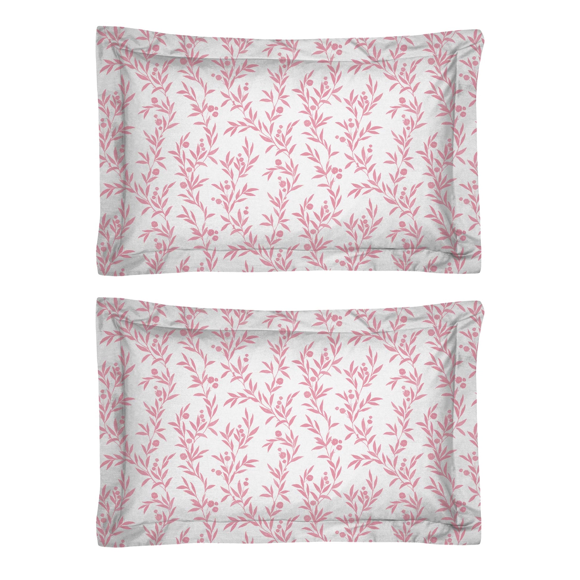 Une paire de taies d&#39;oreiller Oxford en percale de coton 200 fils à motif floral rose pur