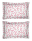One Pair Pure Pink Floral 200TC Cotton Percale Oxford Pillowcase