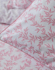 One Pair Pure Pink Floral 200TC Cotton Percale Oxford Pillowcase