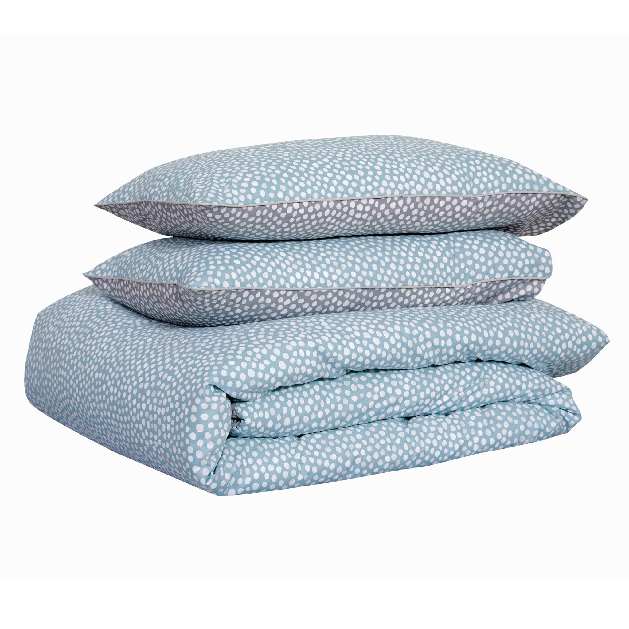 One Pair Aqua Blue Polka Dot 100% Cotton Percale 200TC Standard Pillowcase