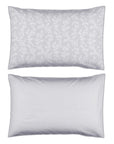 Une paire de taies d'oreiller standard en percale de coton 200 fils, motif floral gris pur