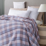 Recycled Grey & Beige Plaid Checker Tartan Waffle Eco Throw Blanket