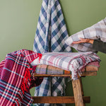 Recycled Grey & Beige Plaid Checker Tartan Waffle Eco Throw Blanket