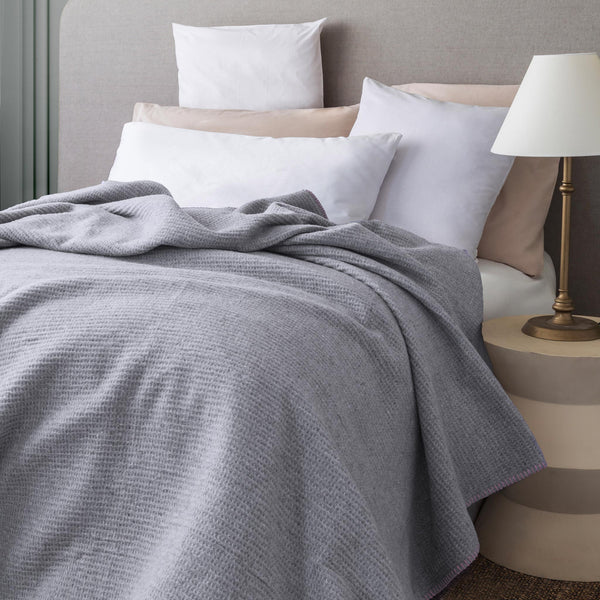 Recycled Grey Super Soft & Warm Waffle Sofa Throw Blanket Bedspread