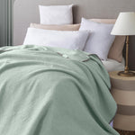 Recycled Mint Green Super Soft & Warm Waffle Sofa Throw Blanket Bedspread