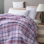Recycled Pink & Grey Plaid Checker Tartan Waffle Eco Throw Blanket