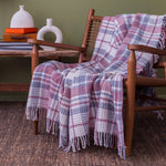 Recycled Pink & Grey Plaid Checker Tartan Waffle Eco Throw Blanket