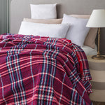 Recycled Red & Navy Plaid Checker Tartan Waffle Eco Throw Blanket