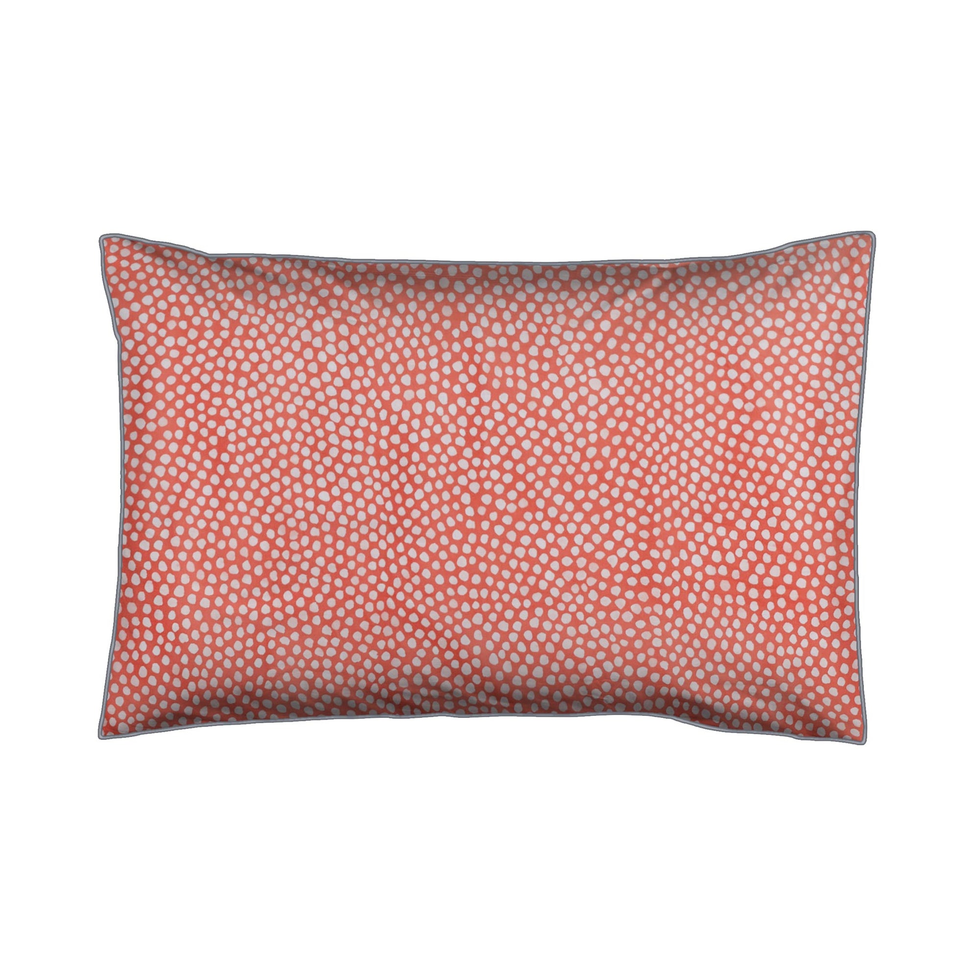 Une paire de taies d&#39;oreiller standard en percale 100 % coton 200 fils à pois corail rose