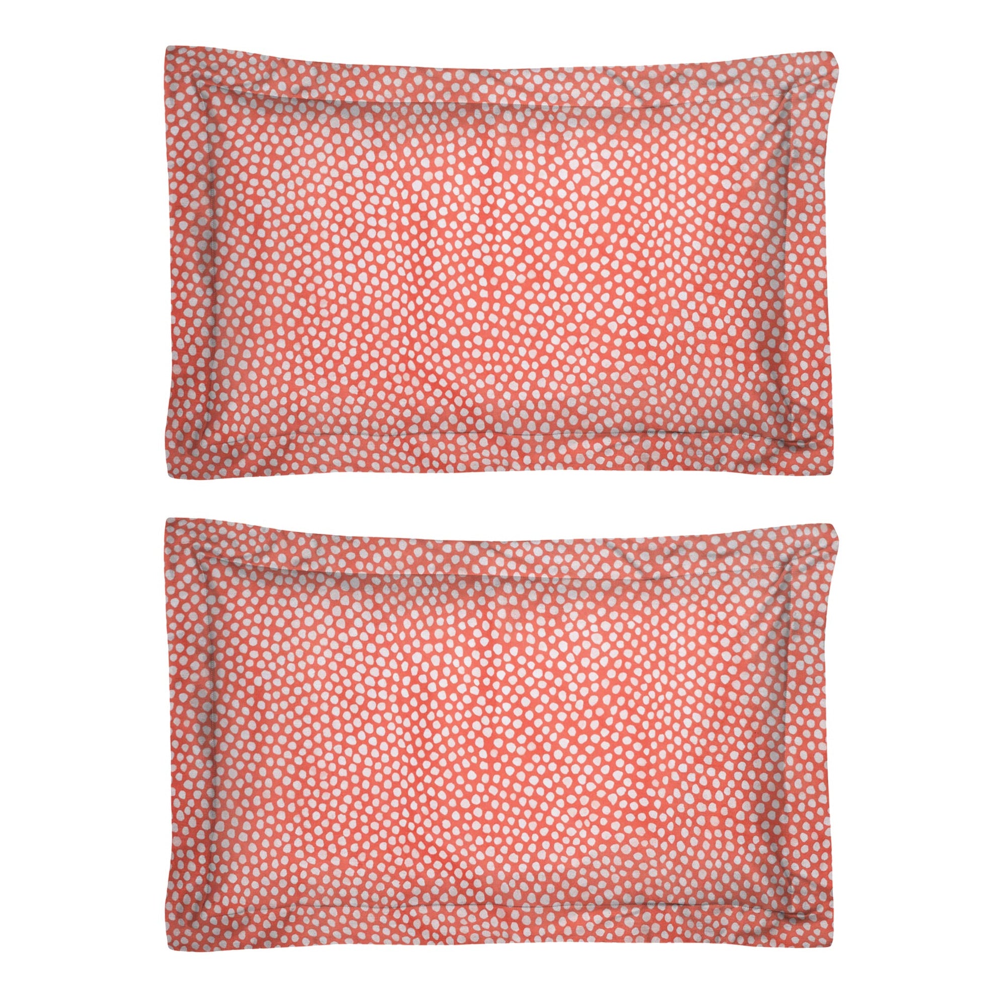 Une paire de taies d&#39;oreiller Oxford 100 % percale de coton à pois corail rose 200 fils