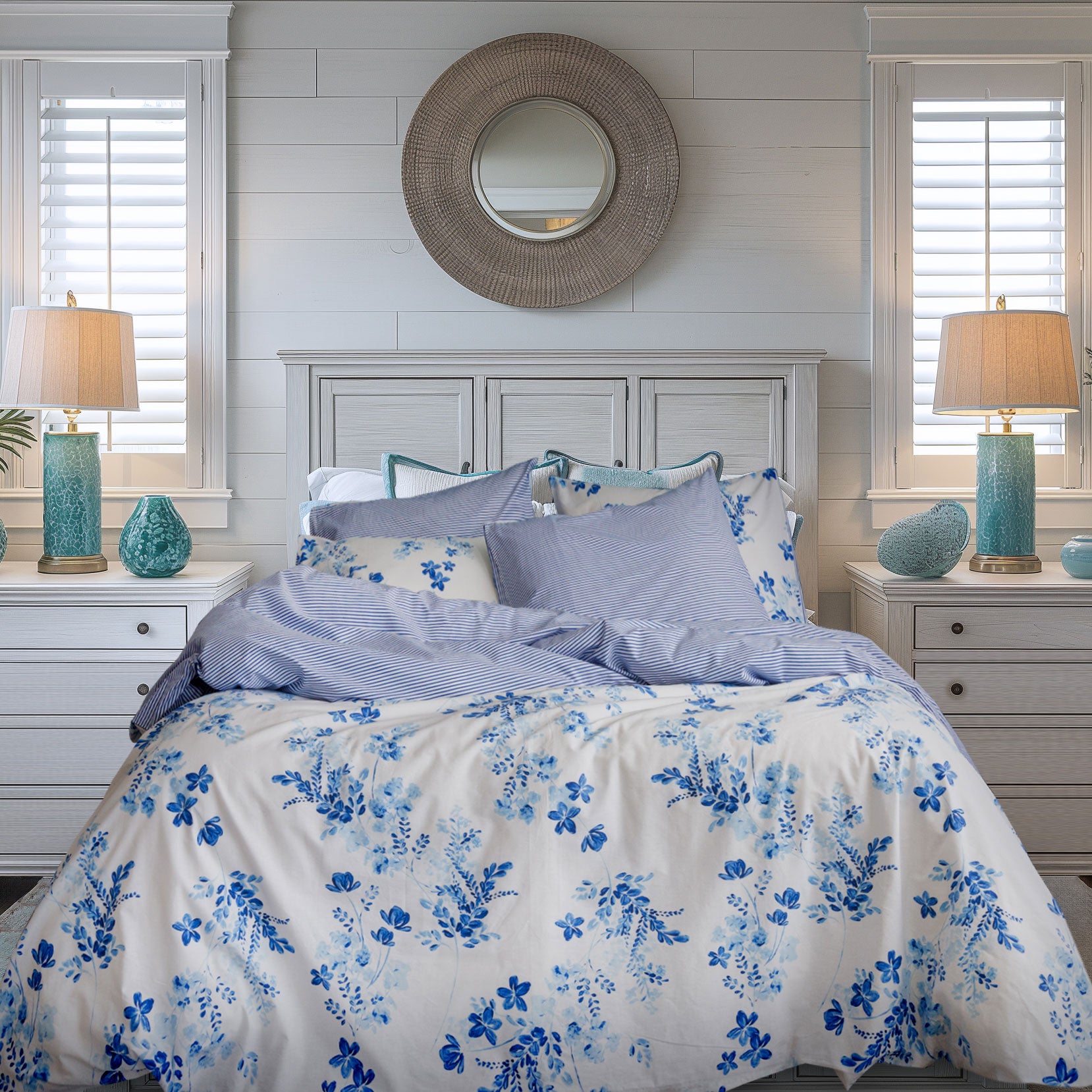 sevilla blue floral duvet cover set