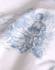 Toile De Jouy Bettwäsche-Set aus blauer Baumwolle mit Bettbezug