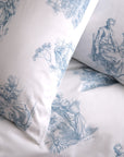 Parure de lit housse de couette en percale de coton Toile De Jouy Bleu