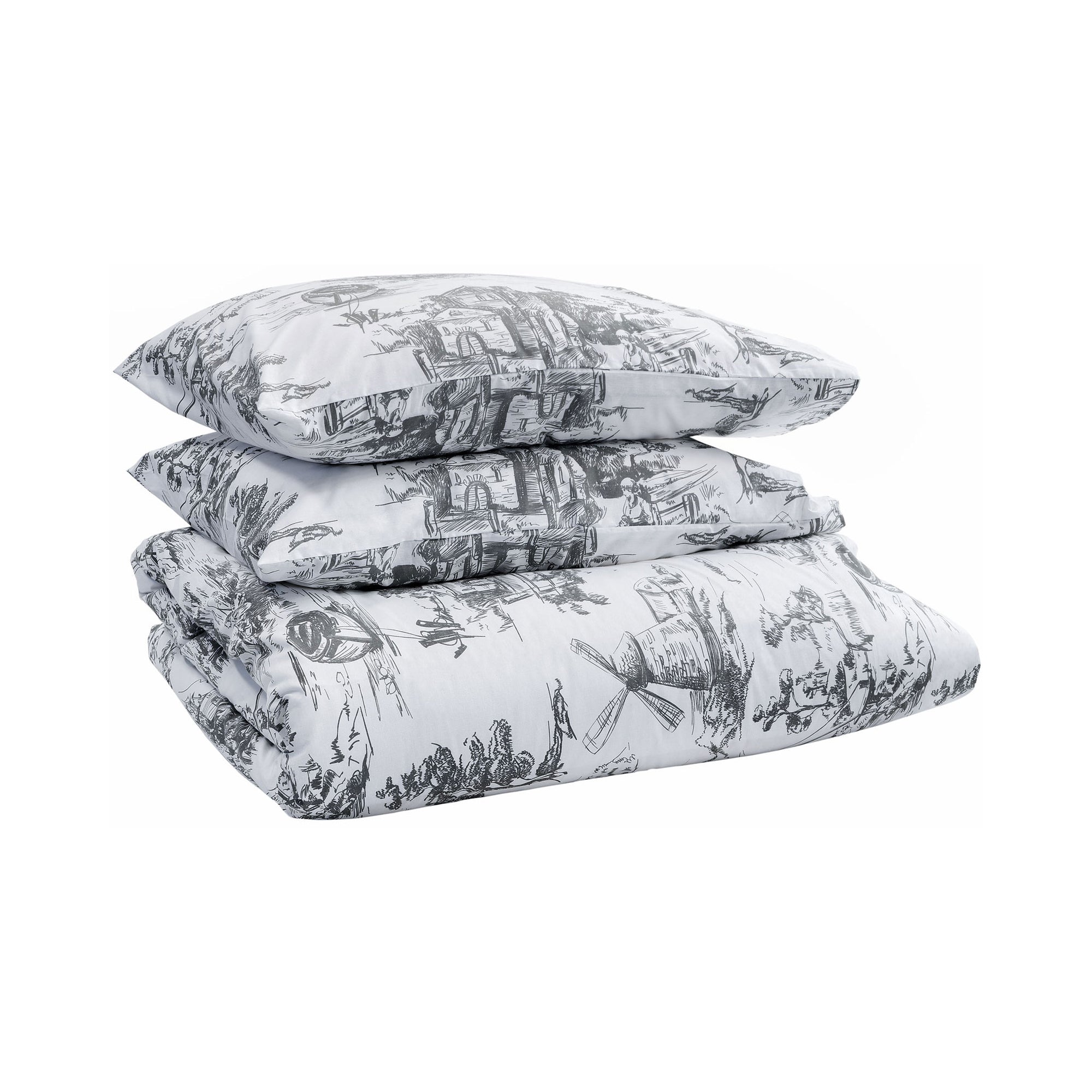 toile de jouy grey duvet cover set