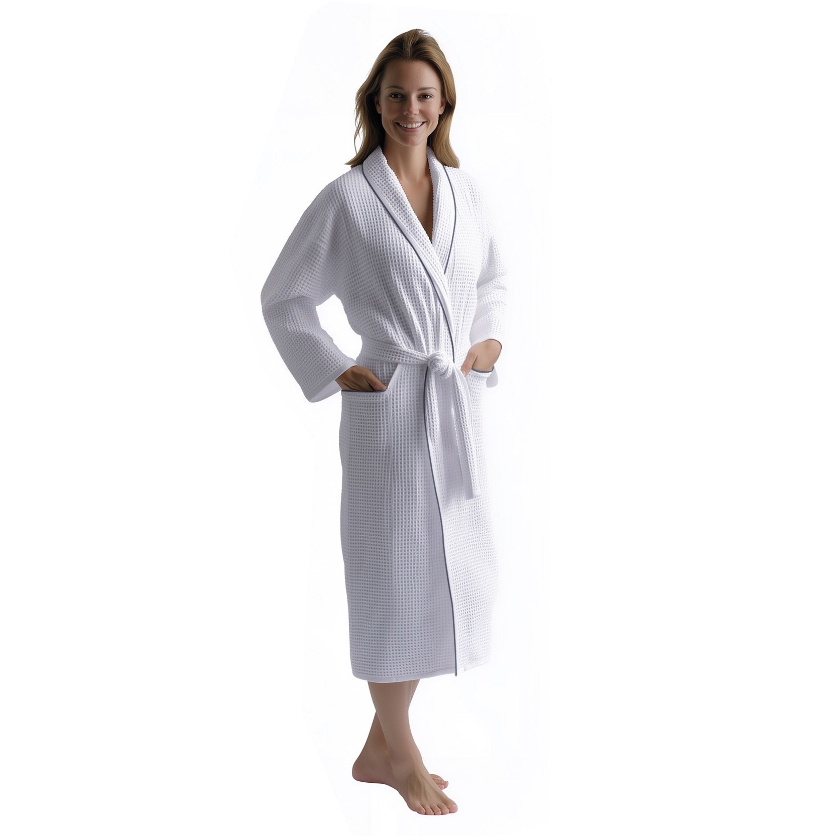 unisex white cotton waffle hotel spa robe dressing gown bathrobes