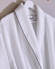 White & Gray Waffle Cotton Robe Unisex Bathrobe