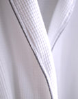 White & Gray Waffle Cotton Robe Unisex Bathrobe