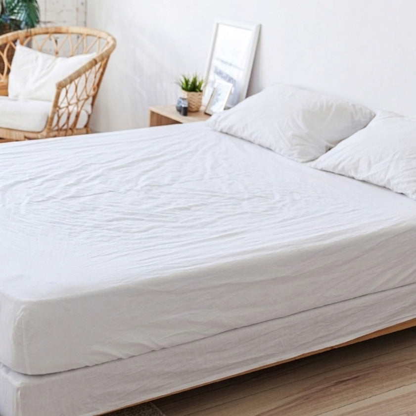 100% Cotton Extra Deep Pocket White Fitted Sheet