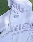 White & Lavender Striped 100% Turkish Cotton Peshtemal Towel