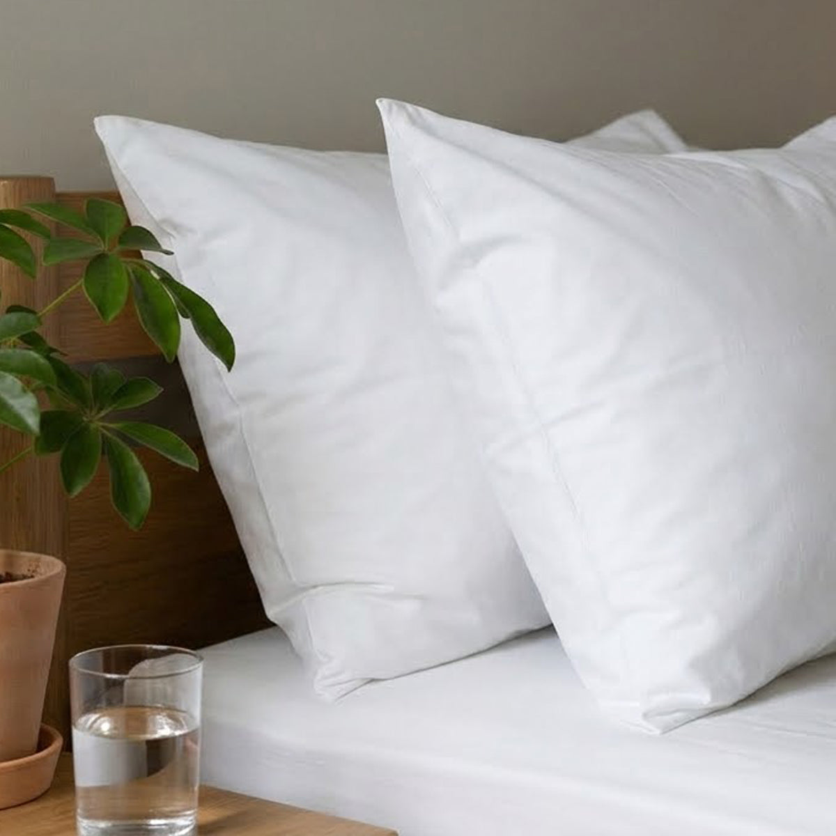 One Pair Cotton White Standard Pillowcase - Pillow Cover
