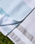 White & Stone Grey Striped 100% Turkish Cotton Peshtemal Towel